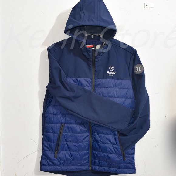 Blue NWT Hurley Men's Wind Resistant 3 Layer Fabric Jacket - Picture 3 of 7